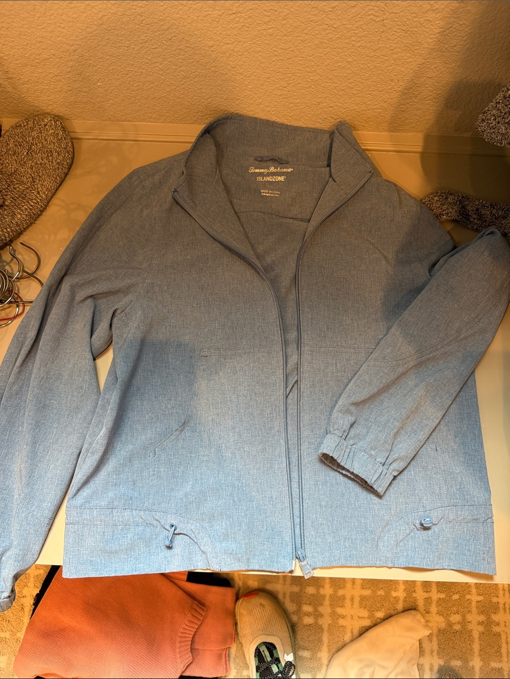 Tommy Bahama Heathered Light Blue Zip Jacket